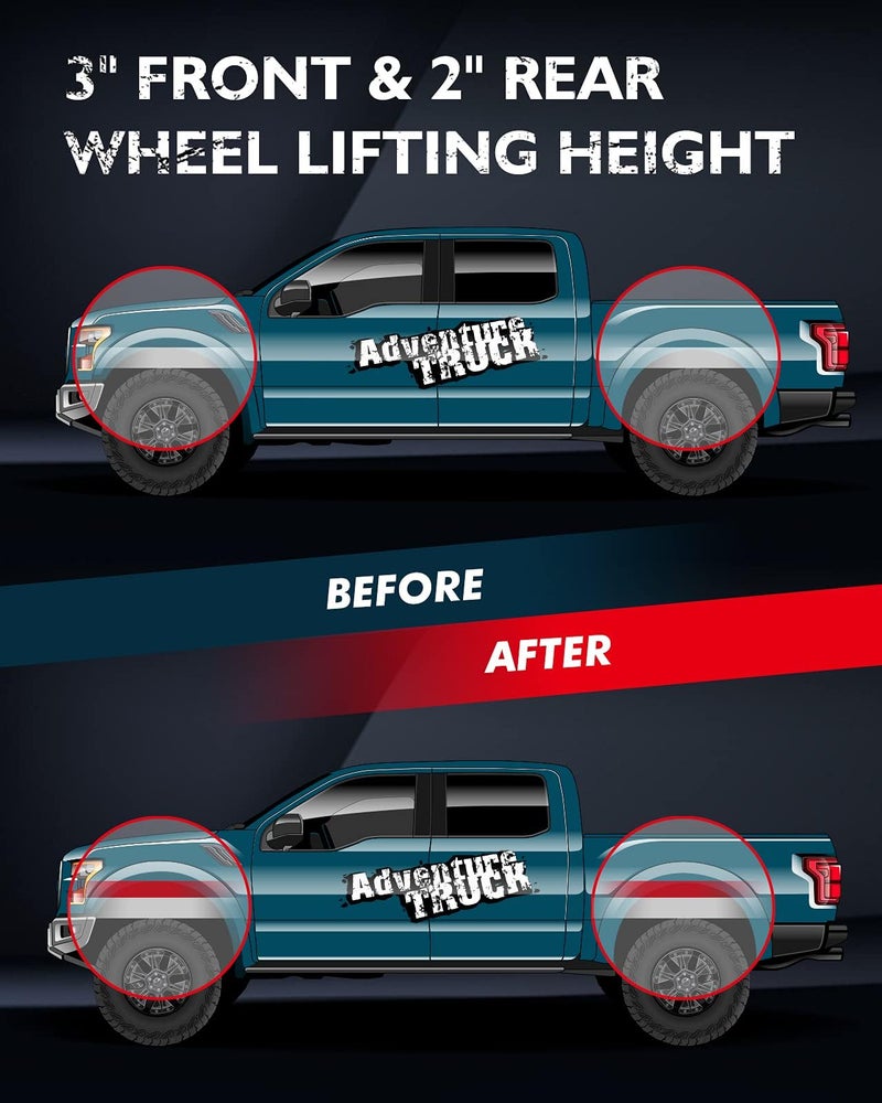 KAX Leveling Lift Kit Fit for Tundra, 3" Front and 2" Rear Leveling Kit Fit for Toyota Tundra 2007-2021 2WD 4WD, Suspensions Front Struts Spacer - Image 5