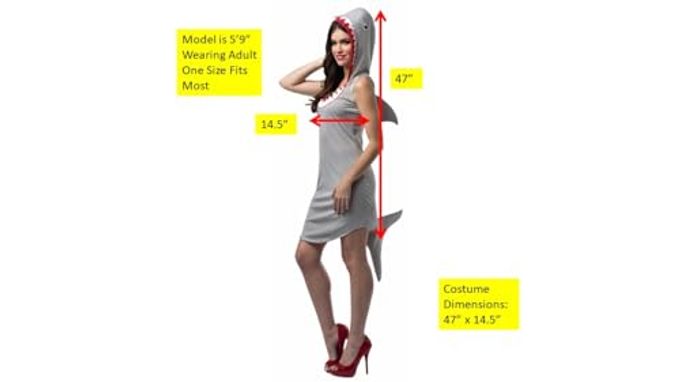 Rasta Imposta Women's Shark Dress Adult, Gray/Red/White, Size 4-10 - Image 1