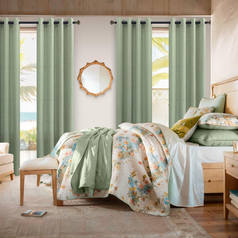 Pitalk Light Sage Linen Curtains 72 Inch Length for Bedroom 2 Panels Grommet Light Filter Linen Textured Semi Sheer Opaque Sage Green Curtains for Living Room Bay Window Cottage Farmhouse 6FT 6 FT Long 52x72 - Image 4