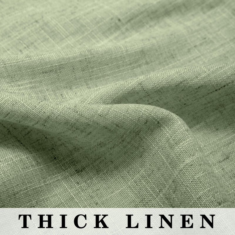 Pitalk Light Sage Linen Curtains 72 Inch Length for Bedroom 2 Panels Grommet Light Filter Linen Textured Semi Sheer Opaque Sage Green Curtains for Living Room Bay Window Cottage Farmhouse 6FT 6 FT Long 52x72 - Image 5