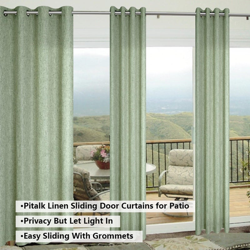Pitalk Light Sage Linen Curtains 72 Inch Length for Bedroom 2 Panels Grommet Light Filter Linen Textured Semi Sheer Opaque Sage Green Curtains for Living Room Bay Window Cottage Farmhouse 6FT 6 FT Long 52x72 - Image 2