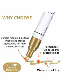 KASTWAVE Paint Marker Pens 8 Colors Oil Based Paint Markers Permanent Waterproof Quick Dry Medium Tip Assorted Color Paint Pen for Metal Wood Fabric Plastic Rock Painting Stone Mugs Canvas Glass  - Image 2