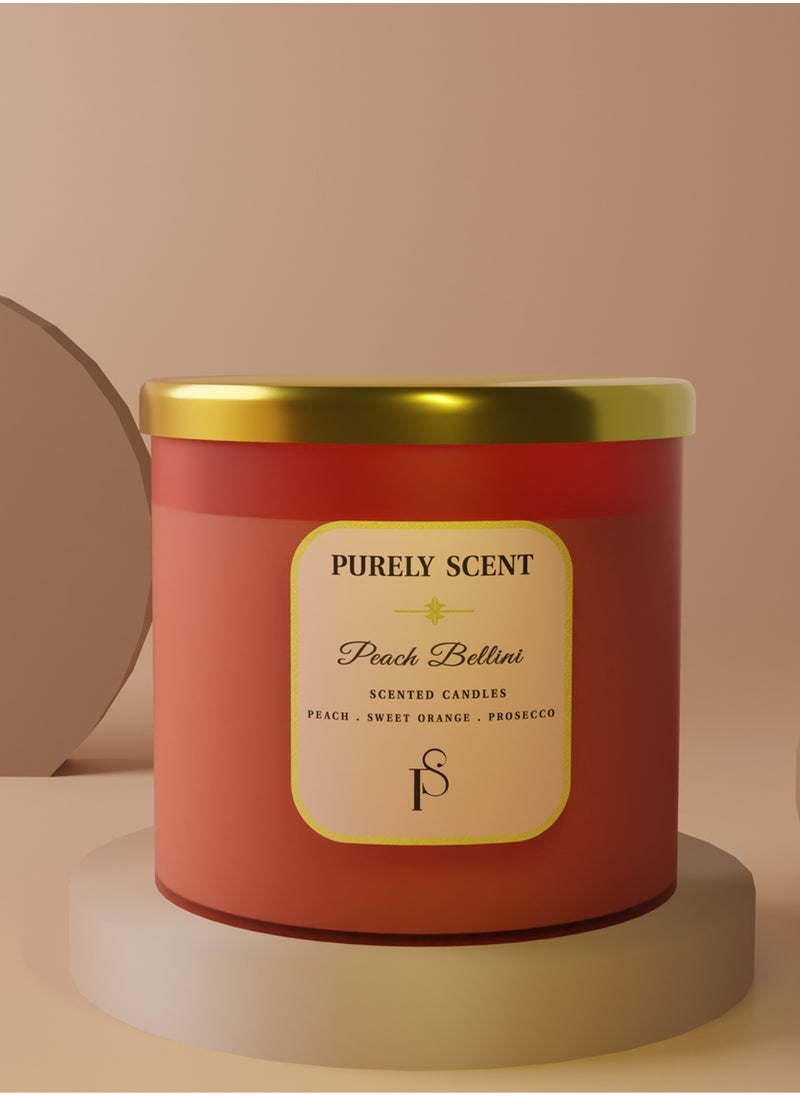 PURELY SCENT Peach Bellini Soy Wax Scented Candles, 100% Pure Soy Wax and Vegetable Wax, 92 Hours Burn Time, Fragrant Candles for Home, Office, Scented Candle for Aromatherapy, 14.1 Oz/400 Grams  - Image 4