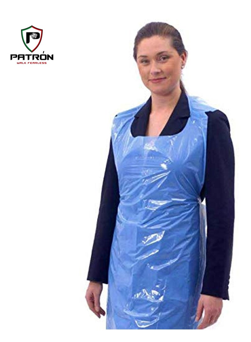 Patron Disposable Apron DA, 100 Pcs Plastic Disposable Aprons Vinyl Waterproof Apron Unisex For Kitchen Cooking Cleaning Dishwashing Butcher Lab Work - Image 1
