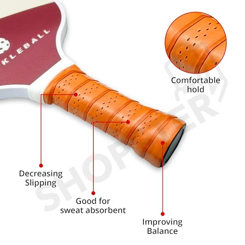 Shopster Lightweight Fiberglass Pickleball Paddle with Polypropylene Honeycomb Core & Anti-Slip Sweat Comfortable Grip for Men Women, Single Racket - White - Image 3