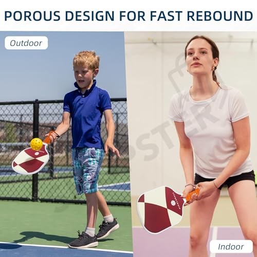 Shopster Lightweight Fiberglass Pickleball Paddle with Polypropylene Honeycomb Core & Anti-Slip Sweat Comfortable Grip for Men Women, Single Racket - White - Image 5