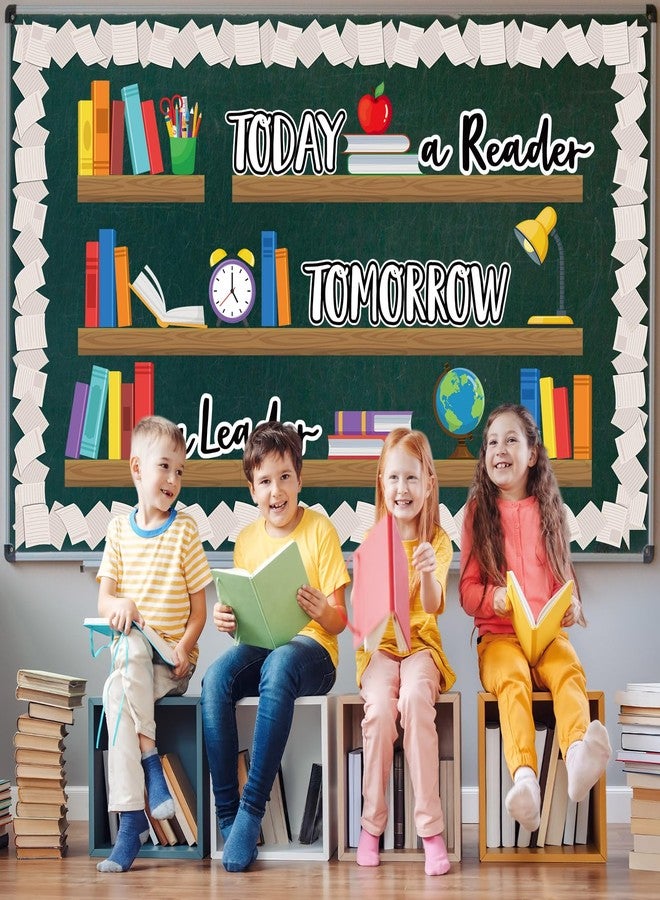 Qilery Bookshelf Bulletin Board Set Today a Reader Tomorrow a Leader Motivational Classroom Decor Reading Library Bulletin Board Set Inspirational Cutout for Back to School Classroom Decoration - Image 5