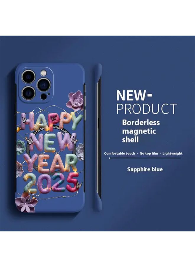 2025 New Year Phone Case With Magnetic Attraction Borderless Design Floral Pattern For Iphone 16 Plus Black Hard Case - Image 4