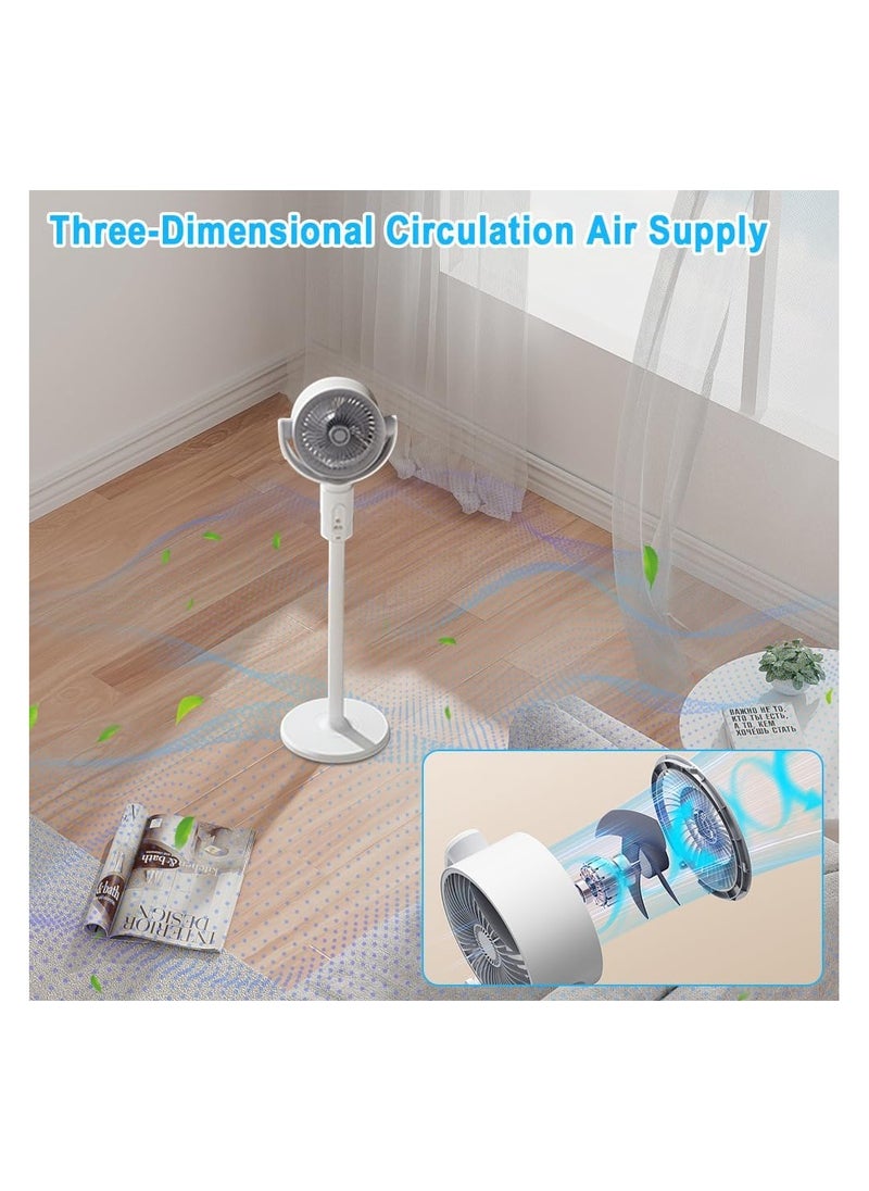 Generic - Pedestal Fan with Remote - Rechargeable 90°+360° Rotating Floor Fan with 5 Speeds, Super Quiet Air Circulator, 8-Hour Timer, Adjustable Height for Bedroom, Home, Office, Outdoors - Image 1