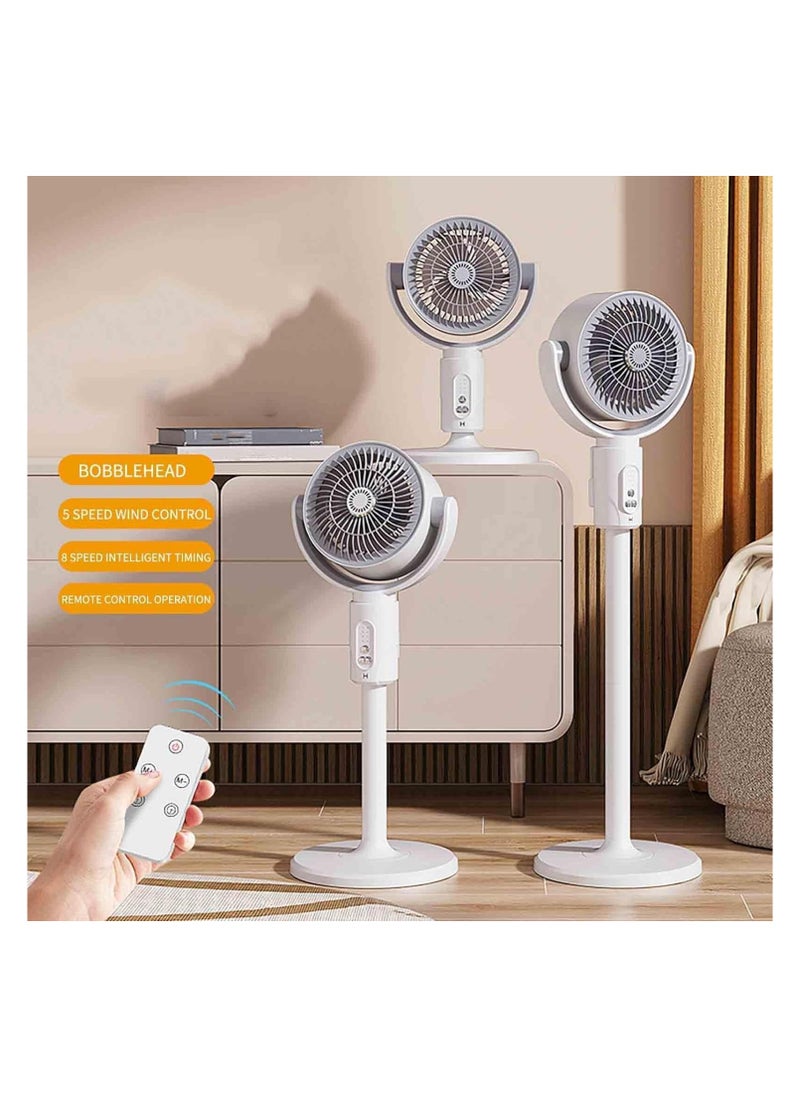 Generic - Pedestal Fan with Remote - Rechargeable 90°+360° Rotating Floor Fan with 5 Speeds, Super Quiet Air Circulator, 8-Hour Timer, Adjustable Height for Bedroom, Home, Office, Outdoors - Image 1