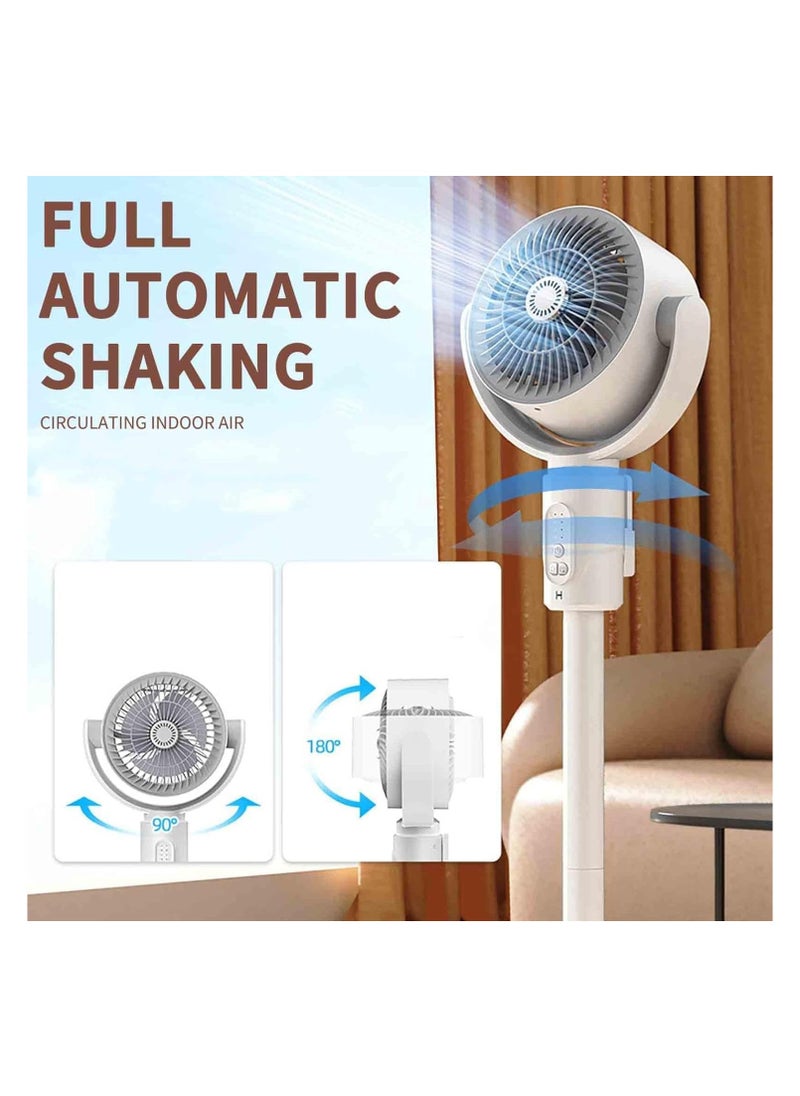 Generic - Pedestal Fan with Remote - Rechargeable 90°+360° Rotating Floor Fan with 5 Speeds, Super Quiet Air Circulator, 8-Hour Timer, Adjustable Height for Bedroom, Home, Office, Outdoors - Image 1