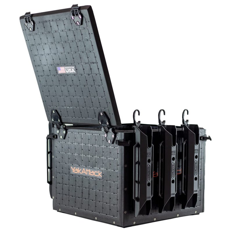 YakAttack BlackPak Pro Kayak Fishing Crate - Includes 6 Attachable Fishing Rod Holders, 16" x 16" - Black | Kayak Fishing Accessories - Image 2