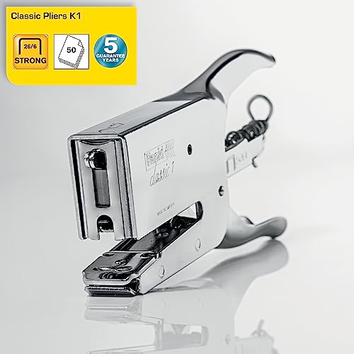 Rapid Classic K1 Stapling Pliers, 50 Sheet Capacity, Stapling and Pinning, Uses 26/6 and 26/8 mm Staples, Metal, Chrome, 10510602 - Image 2