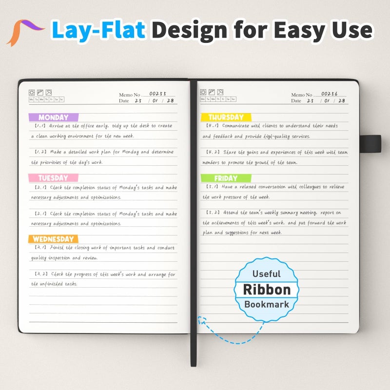Oucaru Lined Journal Notebook, 2 Pack, 180 Pages, A5 Journals for Writing, 100 GSM Thick Paper, Small Notebooks Daily Journal for Women Men Work, Business, School, Travel Supplies - Image 5