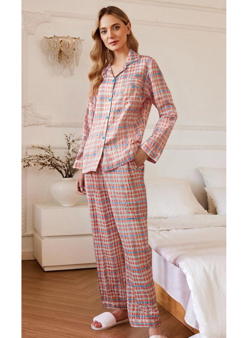 Beauenty Womens Pajamas Set 2 Piece Button Down Pjs Soft Long Sleeve Top and Pants Sleepwear Set Girls  Lounge Sets - Image 1