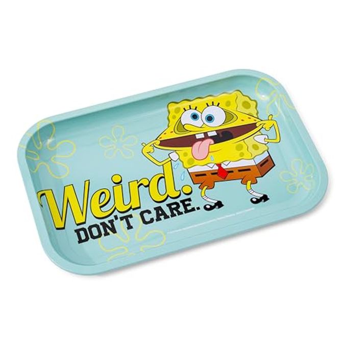 Silver Buffalo Spongebob Weird Don't Care 11.3" x 7.4" Tin Tray - Image 1