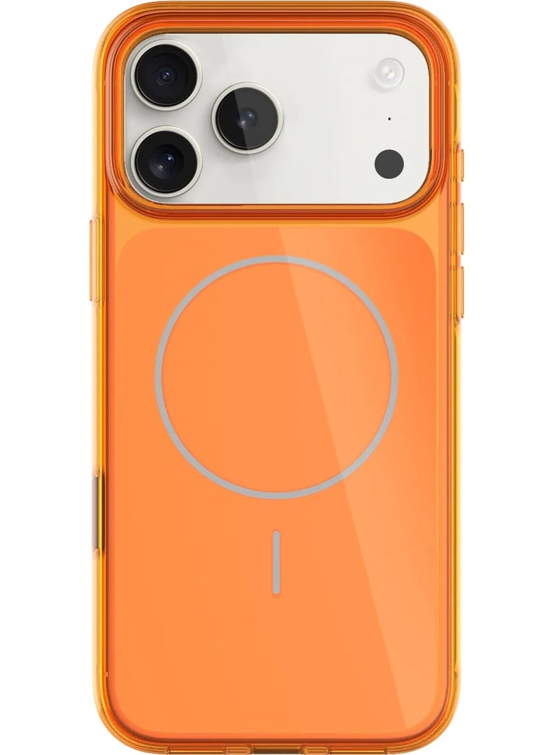 LEVELO Opulent Full PC MagSafe Case iPhone 17 Pro with MagSafe Compatible / Raised Bezel Protection / Camera Control Button / Full PC Construction - Sunrise Orange - Image 1