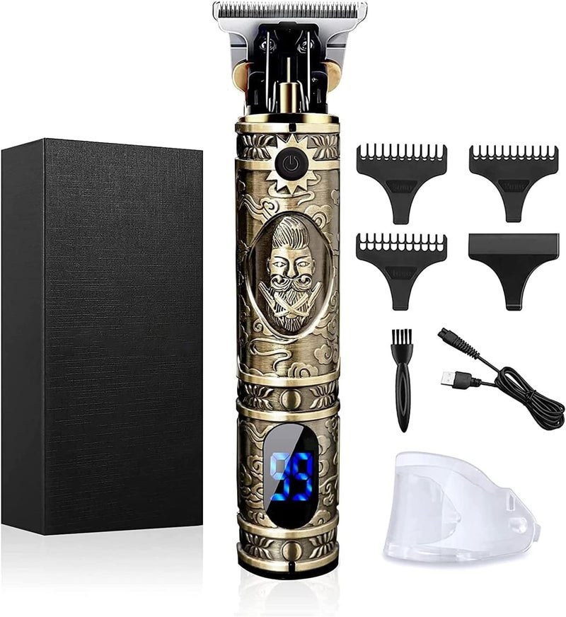 MARK STORE Hair Clippers for Men, Cordless Clippers Electric Hair Trimmer Beard Trimmer Set, Waterproof Detail Beard Shaver, T-Blade Trimmer Grooming Cutting Kit with 4 Guide (Gold With LED) - Image 1