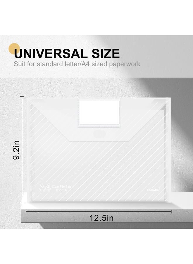 WORPSON 10 Pack, Clear Plastic Envelopes File Folders, HeavyDuty Document Holder with Label Pockets for Letter and A4 Size, Document Folder for School Home Work Office Organizer (10) - Image 3