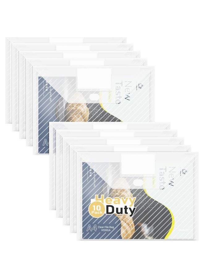 WORPSON 10 Pack, Clear Plastic Envelopes File Folders, HeavyDuty Document Holder with Label Pockets for Letter and A4 Size, Document Folder for School Home Work Office Organizer (10) - Image 1