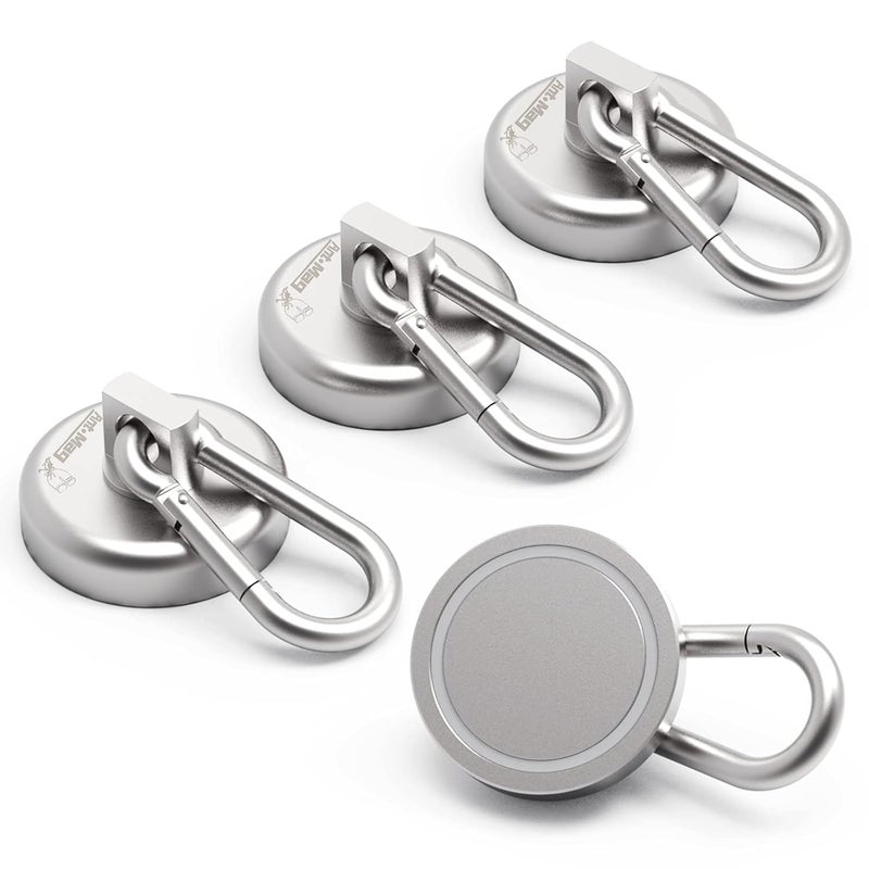Ant Mag - Carabiner Magnetic Hooks 80LBS MAX Heavy Duty Neodymium Magnet Swivel Snap Hook for Hanging Indoor/Outdoor Grill Kitchen Cabinet Office 4 Pack - Image 1