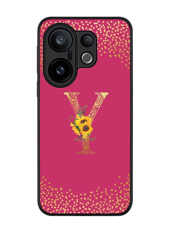 Stylizedd For vivo X200 FE / S30 Pro mini Case,Slim fit Camera Protection, Shockproof Thin Phone cover  - Custom Floral Monogram - Y ( Deep Pink )