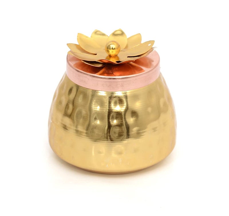 Skywalk Hammered Gold Copper Plated Jar/Copper Container for Dry Fruits/Decorative Serving Bowl (H-3.5") - Image 3