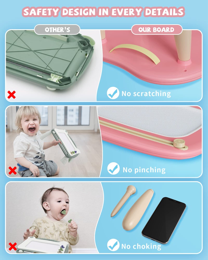 Kikapabi Magnetic Drawing Board, Doodle Board for Toddler Toys Age 1-3, Preschool Learning and Educational Sensory Toys for 1 2 3 Years Old Girl Boy Gifts (Pink) - Image 3