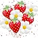 YOUDICT 8 PCS Strawberry Balloons Daisy Balloons Red Berry Foil Balloons for Strawberry Themed Birthday Party Decorations Berry First Birthday Decorations - Image 2