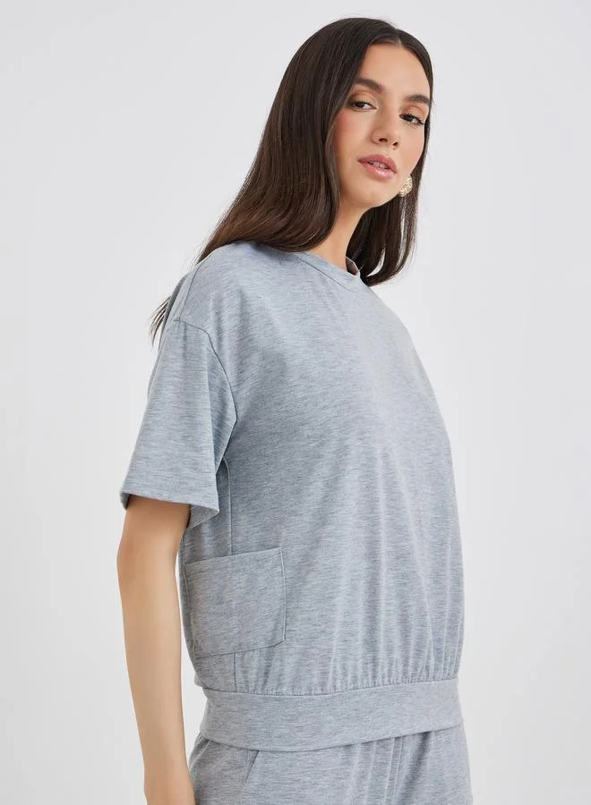 Take Two Take Two Women Solid T-Shirt and Relaxed Fit Pants Co-Ords