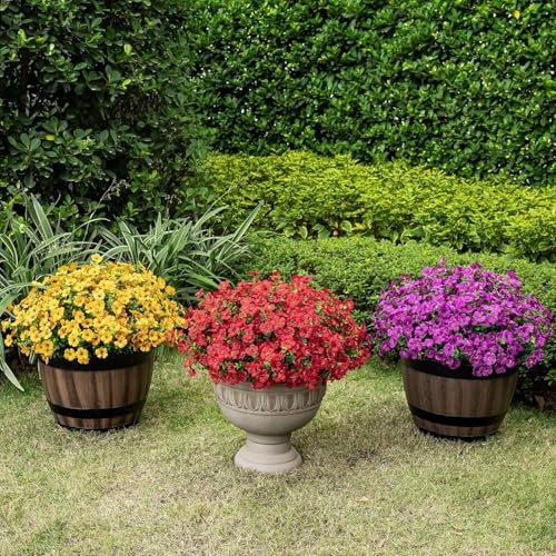 Dekorly Artificial Flowers for Outdoor,Faux Plants Decoration, 4pcs Plastic Flowers for Indoor Garden/Wedding/Farmhouse | Height : 30 CM (Set of 4) (Red) - Image 5