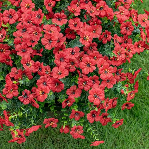 Dekorly Artificial Flowers for Outdoor,Faux Plants Decoration, 4pcs Plastic Flowers for Indoor Garden/Wedding/Farmhouse | Height : 30 CM (Set of 4) (Red) - Image 4
