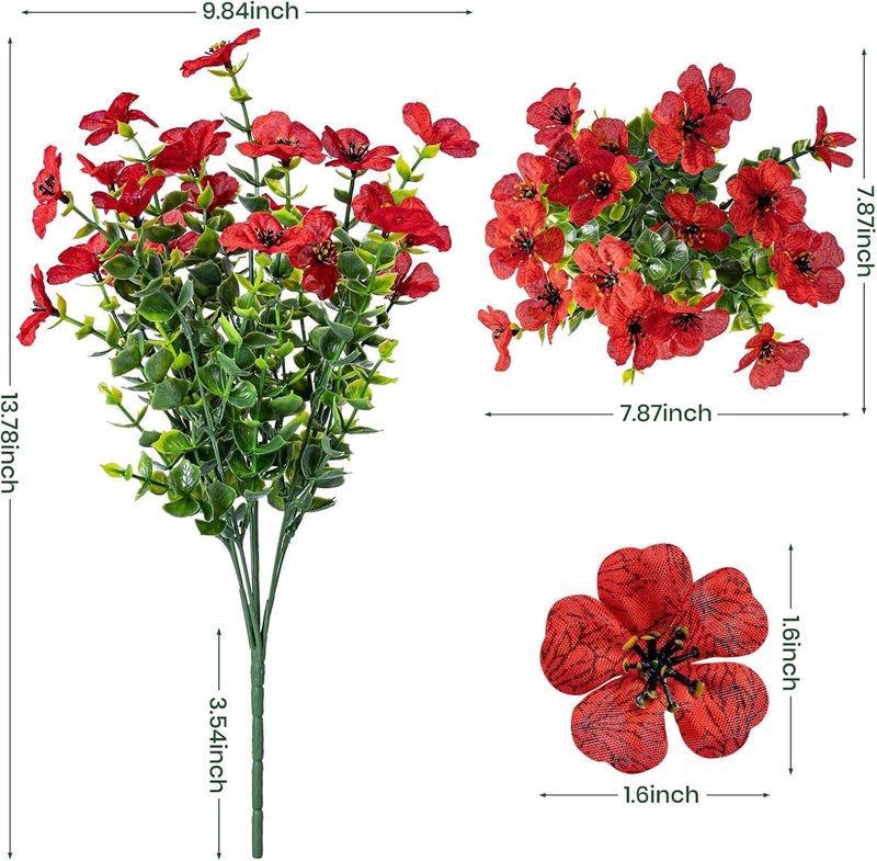 Dekorly Artificial Flowers for Outdoor,Faux Plants Decoration, 4pcs Plastic Flowers for Indoor Garden/Wedding/Farmhouse | Height : 30 CM (Set of 4) (Red) - Image 2