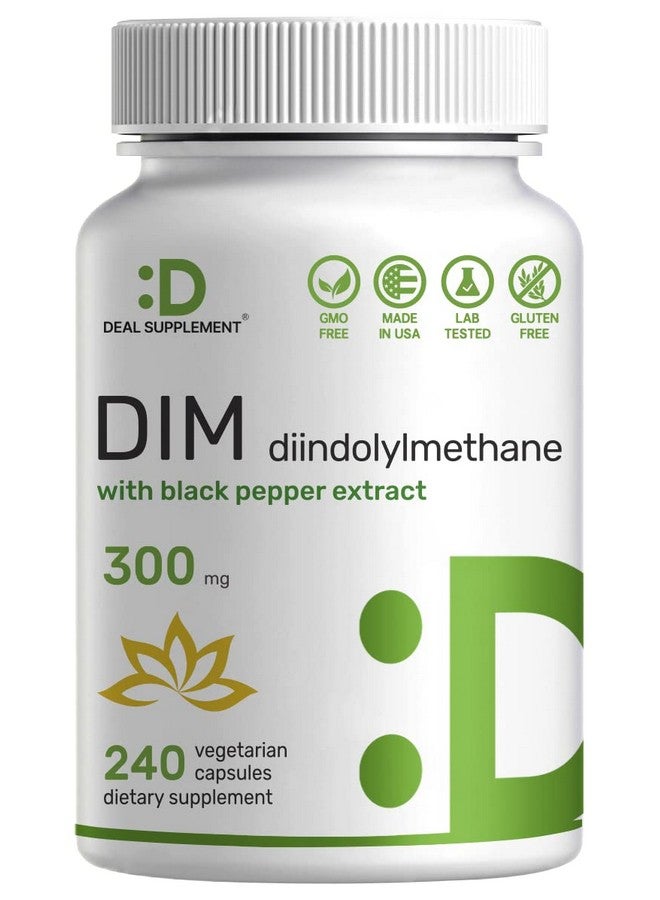 DEAL SUPPLEMENT DIM Supplement 300mg, 240 Caps, 4 Months Supply, Diindolylmethane DIM Plus Black Pepper Extract - Image 1