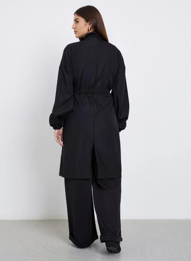 Styli Black Styli Black Oversized Utility Coat with Drawstring for Women | Best Price UAE