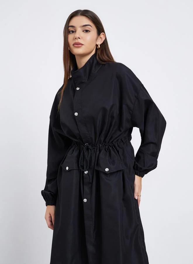 Styli Black Styli Black Oversized Utility Coat with Drawstring for Women | Best Price UAE