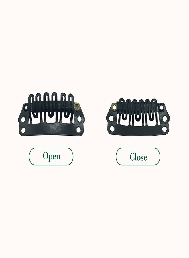 Goo-Goo GOO GOO 2pcs Black Stainless Steel U-Shape Snap Clips with Soft Rubber - 28mm 6-Teeth Clips for Hair Extensions - Image 5