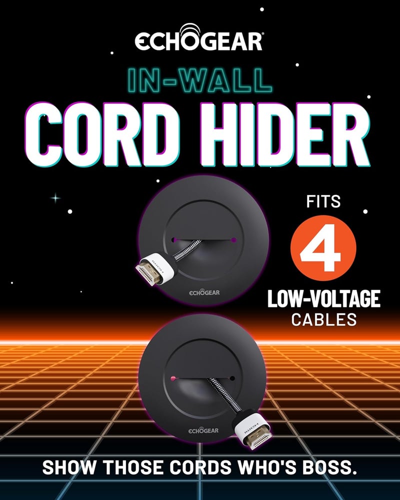 ECHOGEAR TV Cord Hider for Wall Mounted TV - Cable Management Kit Hides TV Wires - Includes 2 Pass Throughs, Locking Brackets, and Hole Saw Drill Attachment (Black) - Image 2