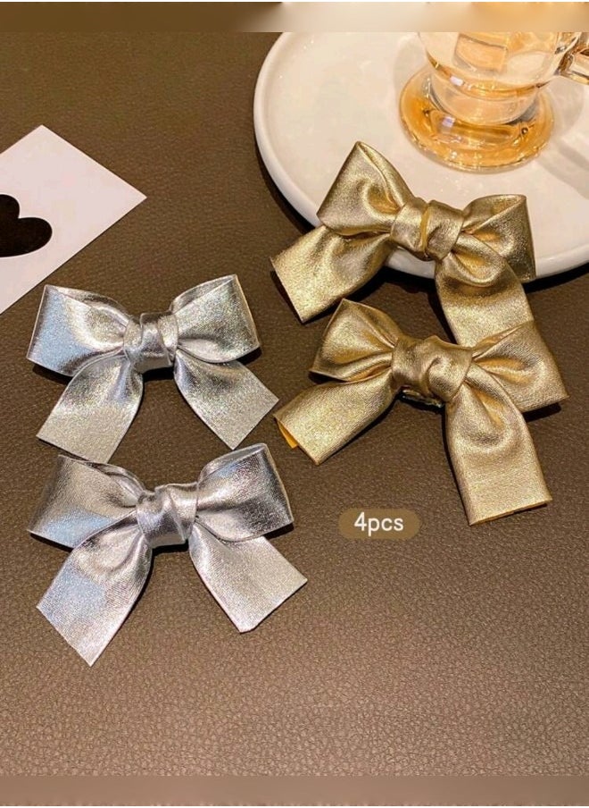 Beauenty Bow Hair Bin Accessory, Hairstyle For Little Girls Gold And Silver  - Image 2
