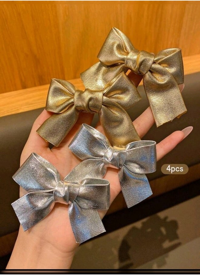 Beauenty Bow Hair Bin Accessory, Hairstyle For Little Girls Gold And Silver  - Image 1