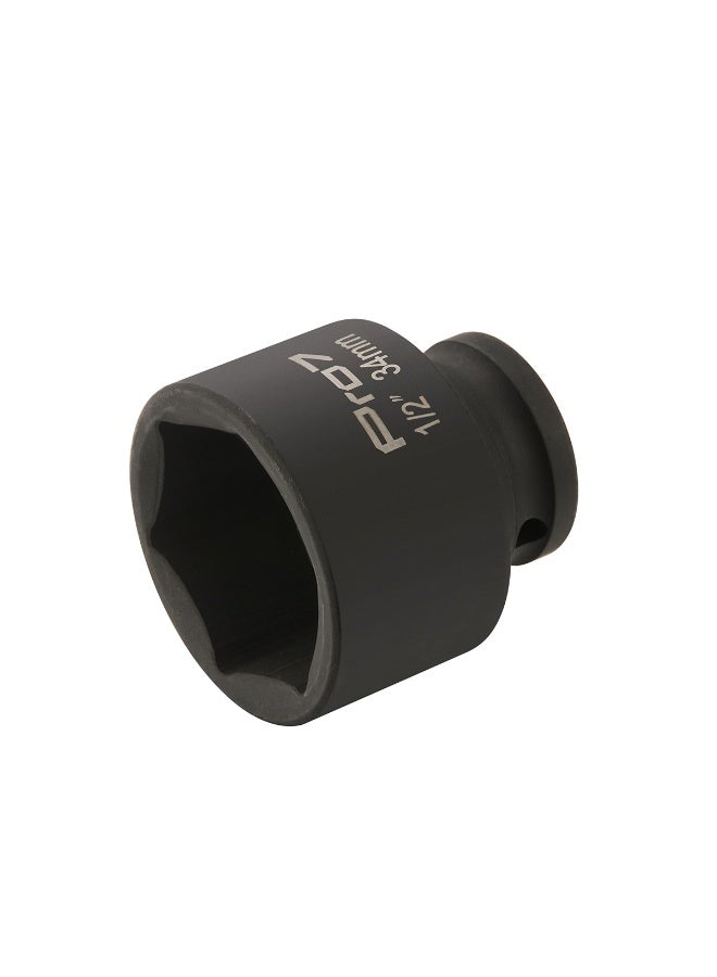 LAWAZIM Pro7 1/2inch Drive Shallow Impact Socket - CR-MO 6 Point Metric Size 34mm - Hex Shallow Socket for Tight Spaces for Ratchets & Torque Electric Wrenches - Ideal for Wheel, Axle & Suspension Use - Image 1
