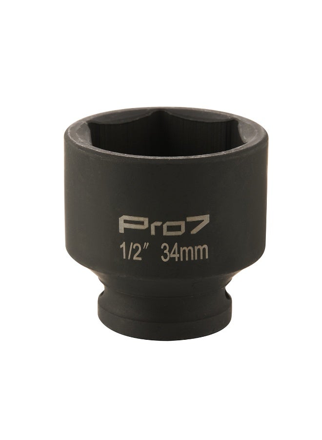 LAWAZIM Pro7 1/2inch Drive Shallow Impact Socket - CR-MO 6 Point Metric Size 34mm - Hex Shallow Socket for Tight Spaces for Ratchets & Torque Electric Wrenches - Ideal for Wheel, Axle & Suspension Use - Image 3