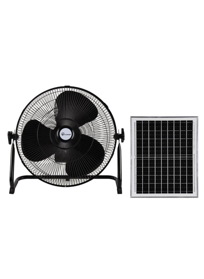 Rechargeable Solar Fan, DC Motor Quiet 14 Inch Pedestal Fan Oscillating Movement Fan Head 3 Speed with Solar Panel Rechargeable Portable Fan for Office Home Outdoor Camping (With Usb Port)  - Image 1