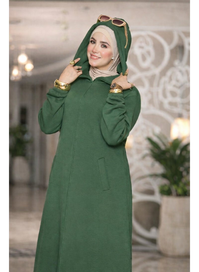Long Hoodie  – Comfortable Loose Fit - Green - Image 1