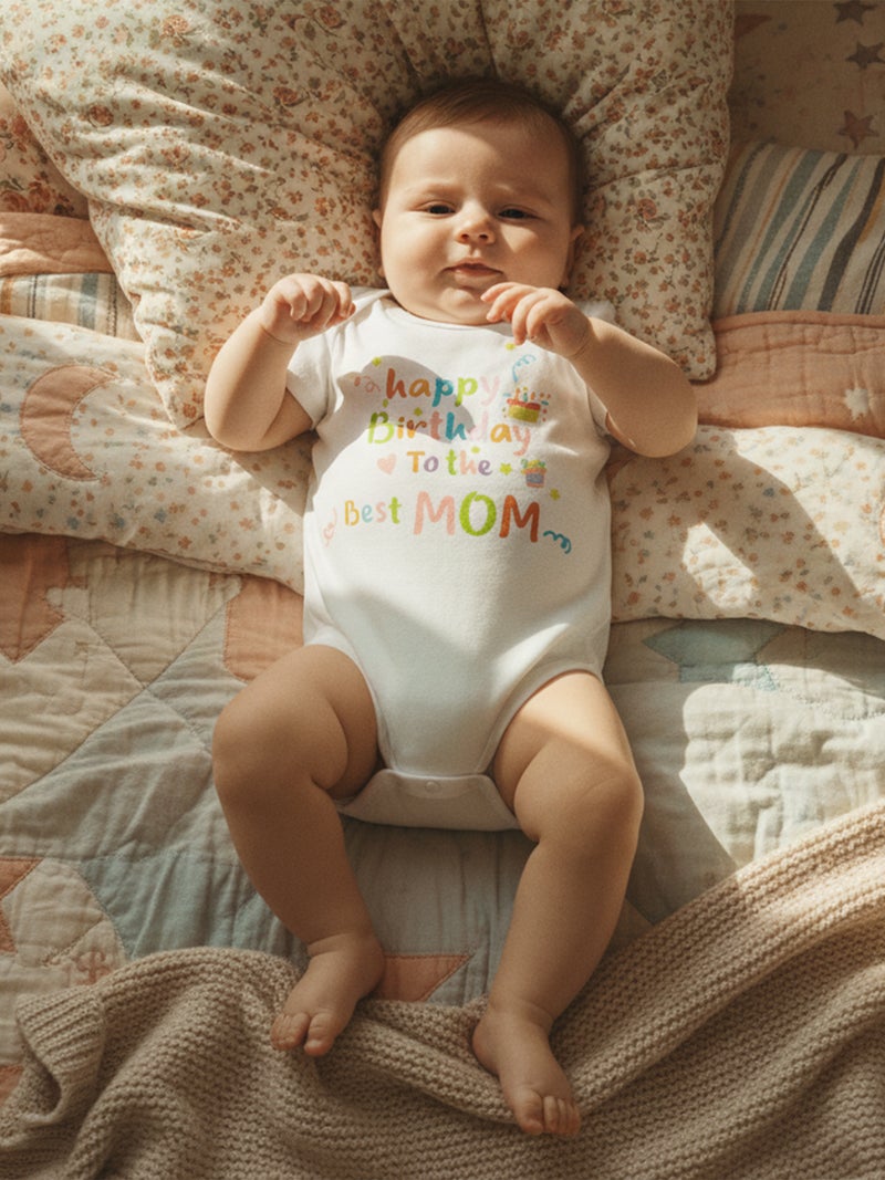 Baby Boys Girls Romper Short Sleeve Round Neck Birthday Cake Letter Print Bodysuit Newborn Fall Playsuit - Image 5