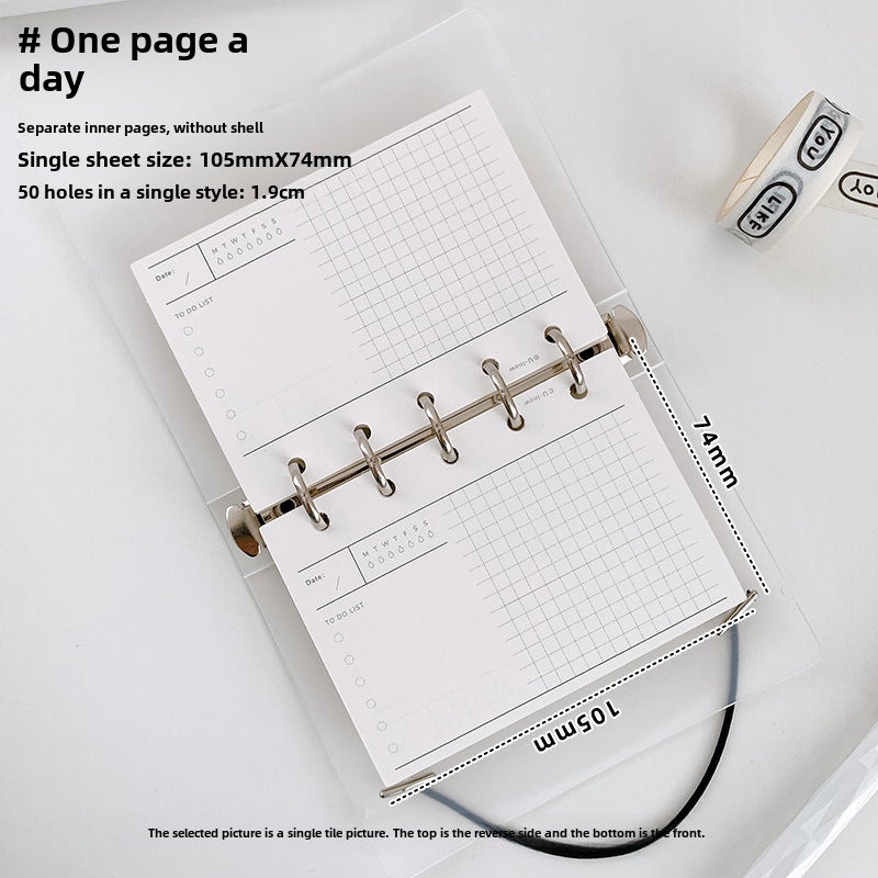 Generic Domestic Kumamoto Paper M5 A8 Grid Line Planner Refill 5-Hole Pages One page a day 74*105mm (punched) 