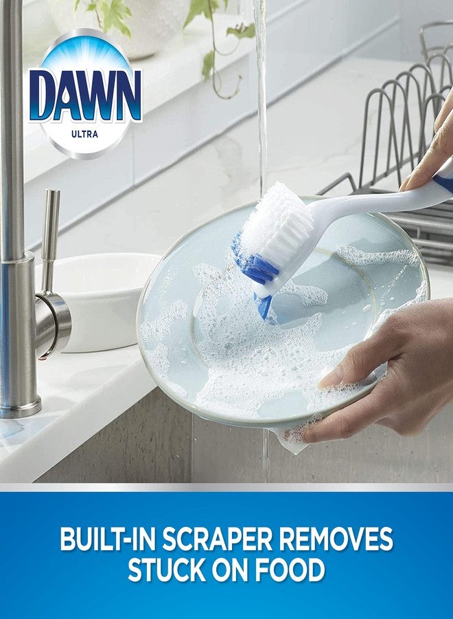 Dawn Dish Brush with Soft Nylon Bristles and Scraper, Blue/White - Image 3