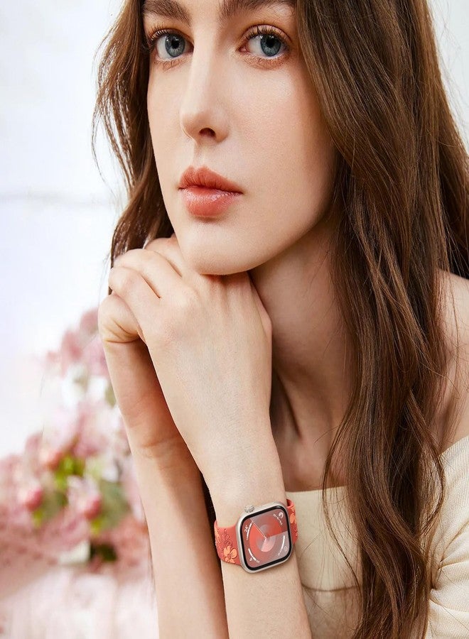 Witzon Cute Floral Band Compatible with Apple Watch Bands For Women 38mm 42mm 41mm 40mm 44mm 45mm 46mm 49mm, Engraved Flower Soft Silicone Inlay Strap for iWatch Series 11 10 9 8 7 6 5 4 3 2 SE Ultra - Image 5