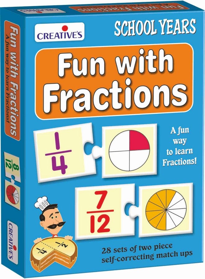 Creative's Creative's Fun with Fractions | Math Educational Game | Numbers Fun Game | 28 Sets of Two Piece Match-ups, an Activity Book for 6 & Up Kids  - Image 1