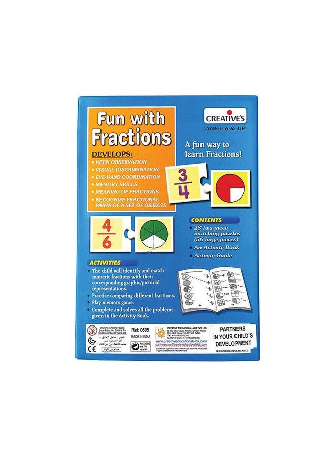 Creative's Creative's Fun with Fractions | Math Educational Game | Numbers Fun Game | 28 Sets of Two Piece Match-ups, an Activity Book for 6 & Up Kids  - Image 5